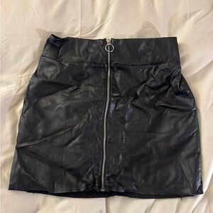 Express Black Mini Skirt with Front Zipper